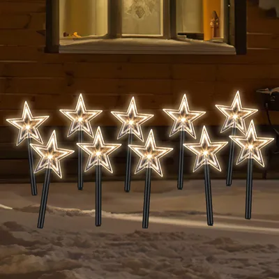 Image de Jopassy 10x LED Bâtons lumineux étoiles blanc chaud 6/18h Timer 3,6m Bâtons lumineux,étoiles éclairage de Noël