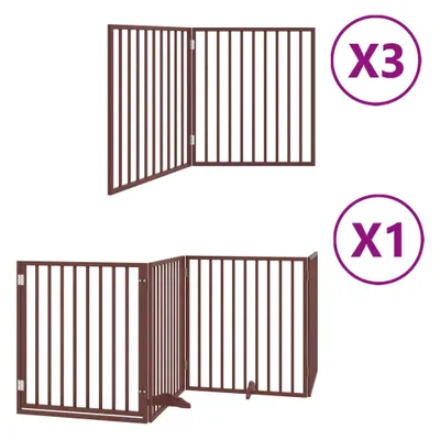 Immagine prodotto di vidaXL Cancelletto per cani da 10 pezzi con porta Pieghevole Marrone 800 cm Legno di pioppo
