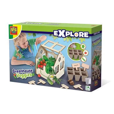 Produktbild von SES Creative 25203 Gewächshaus mit Gemüse - Pädagogisches Gartenbaukit für Kinder, Experimentier-Set, Botanik, 5 Jahr(e)