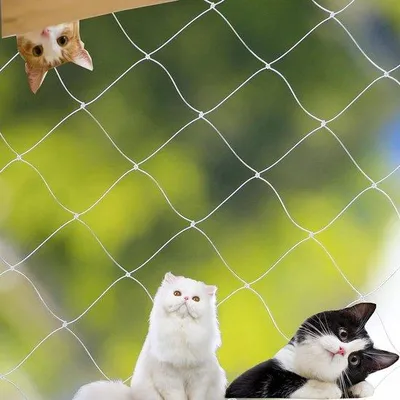 Produktbild von Famanu Katzennetz für Balkon und Fenster - transparentes Katzen-Schutznetz - Befestigungsset - weiß - 8 x 3 m