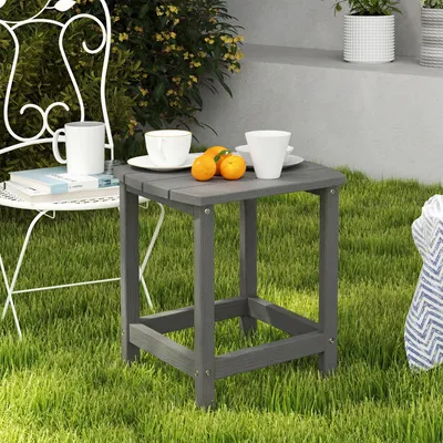 Produktbild von Gartentisch Wetterfest HDPE, Balkontisch kompakt, Outdoor Beistelltisch Campingtisch, Grau | 48x37x46 cm | 4,5 kg | Witterungsbeständig