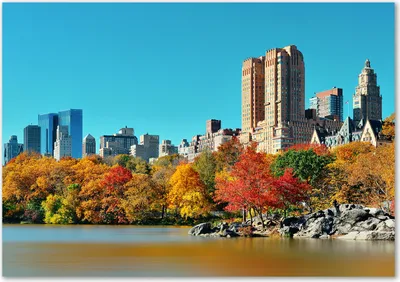 Produktbild von Tulup® Leinwandbild - 100x70 cm - Wandkunst - Drucke auf Leinwand - Leinwanddruck  - Sehenswürdigkeiten & Architektur - Mehrfarbig - New York im Herbst