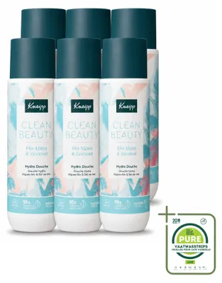 Imagen del producto de 6 unidades de gel de ducha Kneipp Clean Beauty, con algas y sal marina, de 200 ml cada uno. Pack grande
