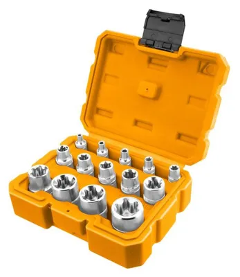 Obrázok produktu pre Sada nástrčných hlavíc - kľúčov 14ks, E4 - E24 Ingco