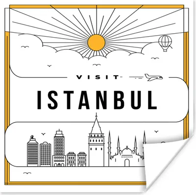 Produktbild von MuchoWow® Poster Stadtbild Istanbul - weiß 100x100 cm - Babyzimmer