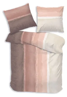 Produktbild von Dobnig Bettwäsche Flanell - Farbverlauf in Streifenoptik 135 x 200 cm rosa Farbverlauf, gestreift, rosa