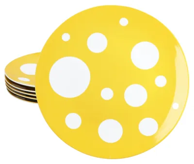 Immagine prodotto di Pula giallo 6x piatto da pranzo Ø27cm porcellana 6 pers piatto grande piatto da pranzo puntini