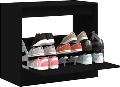 Produktbild von Design Schuhschrank Schwarz 80x42x69 cm Holzwerkstoff, Schuhregale 2024
