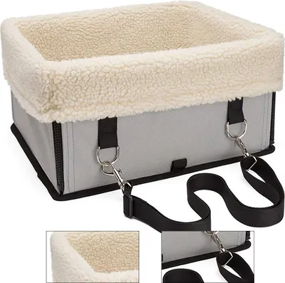 Produktbild von Faltbare Hundebox & Katzenbox L, Auto Haustier Transportbox, Lammfell Innenkissen abnehmbar, Tragbar & Warm, Hundeautositz, Katzenbox