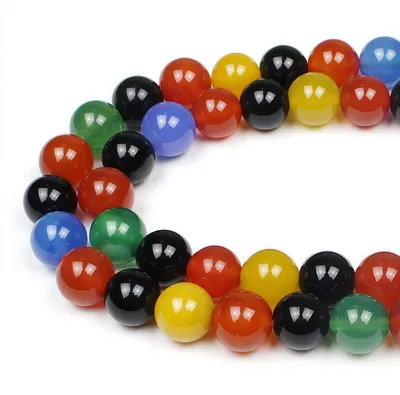 Produktbild von Bunte Halbedelsteine als Perlen, 8 mm - 45 Stück zum Schmuckherstellung