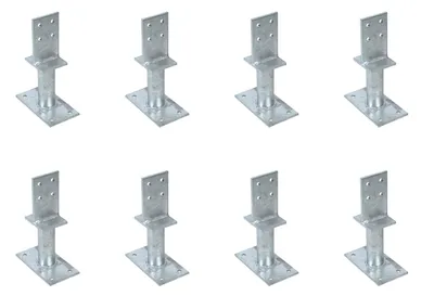 Zdjęcie produktu dla Alberts 8 x wsporniki słupków teowych ze środnikiem, kotwa do betonu 150 mm, wysokość środnika 130 mm, ocynkowane ogniowo, do osadzania w betonie