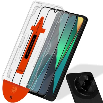 Obrázok produktu pre 2-balenie Xiaomi Poco C75 Ochranné sklo na displej & 1-balenie ochrana objektívu - Tvrdené sklo | [Automatická inštalácia] - Bez bublín