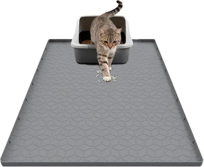 Imagen del producto de Alfombrilla para arenero de gato, grande, 86 x 56 cm, de silicona, impermeable, para areneros de gato