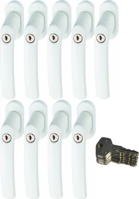 Produktbild von ABUS FG200 W SB abschließbarer Fenstergriff, weiß im Set 9 Stück
