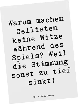 Produktbild von Mr. & Mrs. Panda Postkarte Spruch Cello Witz Verdorben - Weiß - Geschenk, Orchester, einzelkarte, Streichinstrument, Ansichtskarte, Instrument, Lernen, Musikinstrument