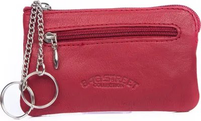 Produktbild von Bag Street Schlüsseletui Echtleder 2 Reißverschlussfächer Rot