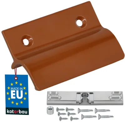 Zdjęcie produktu dla KOTARBAU® Pochwyt Balkonowy z Ogranicznikiem i Zatrzaskiem 6,5 CM Uchwyt do Okna Klamka do Drzwi Balkonowych Aluminium Ceglany