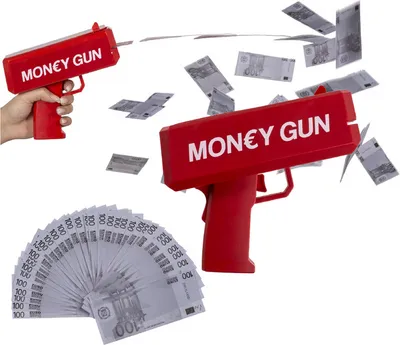Produktbild von Geld Pistole mit 100 Stück 100 € Spielgeld