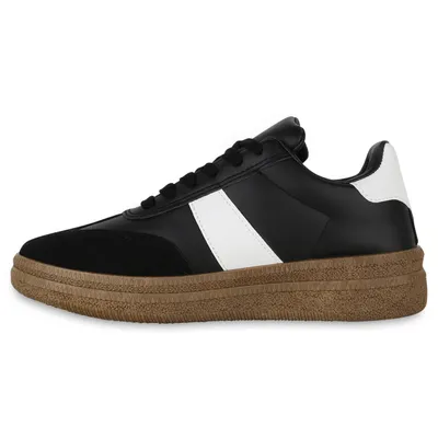 Produktbild von VAN HILL Damen Sneaker Low Bequeme Schnürer Schuhe 841309, Farbe: Schwarz Weiß, Größe: 38