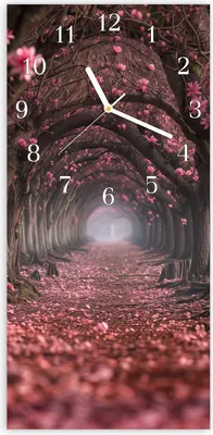 Produktbild von Wanduhr aus Glas mit Motiv Blütenweg- 30 x 60 cm - inkl. Aufhängesystem