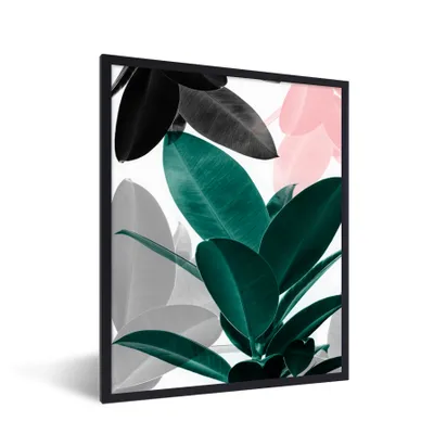 Obrázok produktu pre MuchoWow® Zarámovaný plagát - Rastliny - Zelená - Príroda - Listy - 30x40 - Nástenný plagát v ráme Fotografia