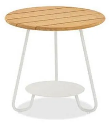 Produktbild von Rhondo Beistelltisch für den Außenbereich, 50 cm Durchmesser, Teakholz und Aluminium