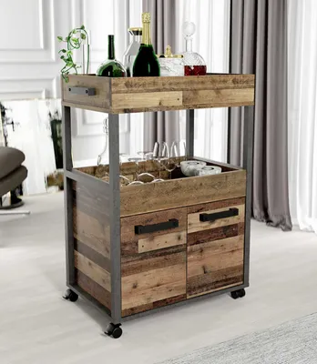 Barwagen Rollwagen HOME BAR 201 Optik Old Wood Vintage von Forte