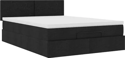 Produktbild von Ottoman-Bett mit Matratze Schwarz 140x200 cm Stoff