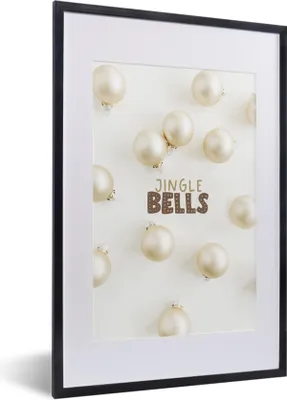 Produktbild von MuchoWow® Gerahmtes Poster Weihnachtskugeln - Weiß - Perle 40x60 cm - Poster mit Schwarzem Bilderrahmen Wandposter Rahmen Foto Bilder - Poster in Rahmen