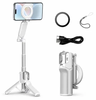 Produktbild von MagSafe Selfie Stick mit Stativ, magnetischer Handy Halter mit Bluetooth Fernbedienung, faltbares Smartphone Stativ für iPhone und Android, ideal für Fotos und Videos
