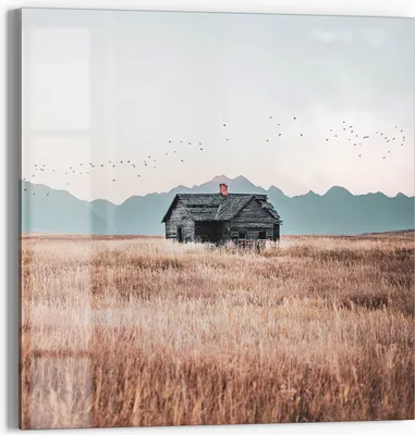 Produktbild von DEQORI Magnettafel Glas 30x30 cm 'Stille Feldhütte' beschreibbar Whiteboard Pinnwand Küche