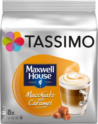 Produktbild von Tassimo Maxwell House Macchiato Caramel, Kaffee, Kaffeekapsel, T-Disc, Milchkaffee, 8 Portionen