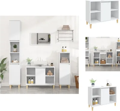 Image de vidaXL Meuble sous-lavabo blanc 80x33x60 cm Bois composite - lavabos de salle de bains