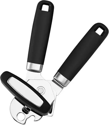 Image de Ouvre-boîte manuel 3-en-1 avec bouton rotatif ergonomique - adapté aux personnes âgées
