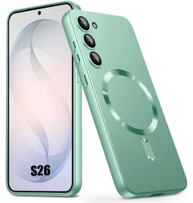 Image de Coque pour Samsung Galaxy S26, Protection Silicone Doux Slim Anti-Rayures avec Anneau Magnétique - Vert