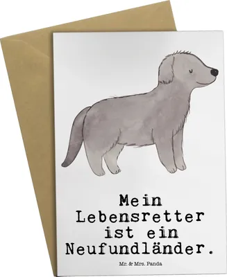Produktbild von Mr. & Mrs. Panda Grußkarte Neufundländer Lebensretter - Weiß - Geschenk, genesungskarte, osterkarten, Newfoundland, weihnachtskarten, dankeskarten, einladungskarten