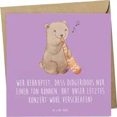 Produktbild von Mr. & Mrs. Panda Grußkarte Didgeridoo Konzert - Lavendeltraum - Geschenk, Kultur, doppelkarte, faltkarte, Lernen, traditionell, Klappkarte, Spielen, tief, Musiker, Musik