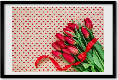 Produktbild von Bild 60x40 MDF-Rahmen, Wandkunst Tulpen Herzen