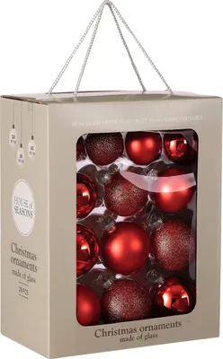 Obrázok produktu pre Sľudové ozdoby na vianočný stromček - 26 kusov - Ø7 cm - Červená