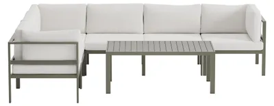 Produktbild von Copacabana Garten Lounge Ecksofa 3+3-Sitzer und Couchtisch braun.