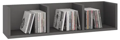 Produktbild von CD DVD Regal STARS Wandregal Hängeregal mit 3 Ablagefächern in grau, Dekorationsregal