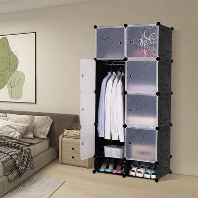Produktbild von DIY Kleiderschrank Kleiderschrank Steckregal 167x76x37cm Kunststoff Kleiderschrank