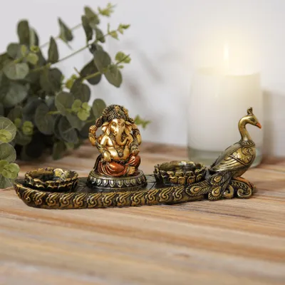Obrázok produktu pre Držiak na čajovú sviečku Faith & Hope s bronzovým efektom - Ganesh WD695 (jedna veľkosť) (bronzová)