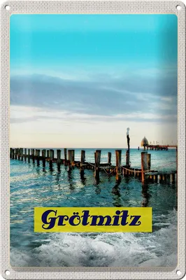 Produktbild von Blechschild Reise 20x30cm Grötmitz Meer Strand Urlaub Wellen