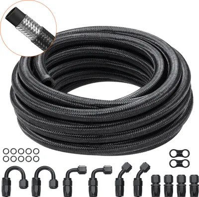 Produktbild von VEVOR 8AN 609,6cm Kraftstoffleitungssatz Nylon Geflochten 12 Schlauchendstück