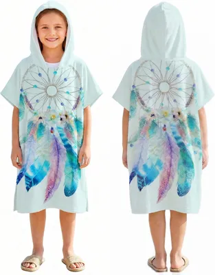 Imagen del producto de Poncho de microfibra para surf, con capucha, de secado rápido, para adultos y niños, bata de baño para nadar