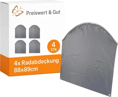 Produktbild von 4 x Radabdeckung 88x89cm für Wohnwagen und Wohnmobile – Wetterfeste Radkastenabdeckung, Reifenabdeckung Keder Ø7mm - 2 Ösen