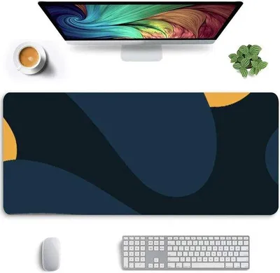 Produktbild von XXL-Mauspad (800 x 300 x 3 mm) mit genähten Kanten – rutschfeste Tischunterlage – multifunktional – großformatig – Blockdesign – Gaming – Mauspad