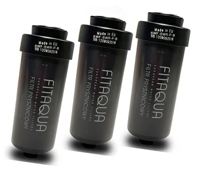 Produktbild von 3 x Duschfilter FitAqua Antiscaling Wasserfilter gegen Chlor und Kalk in schwarz matt