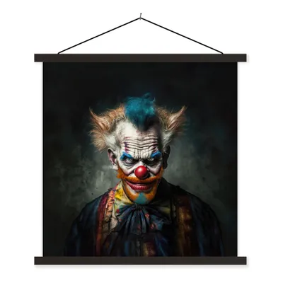 Produktbild von MuchoWow® Textilposter Clown - Porträt - Make-up - Clownsnase - Kleidung 60x60 cm mit schwarzem Rahmen - Posteraufhänger